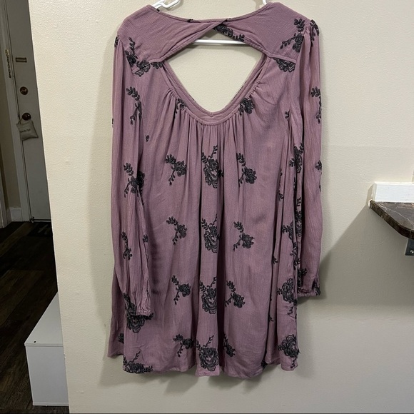 Free People Embroidered Austin Mini Dress long sleeve floral boho - Picture 5 of 15